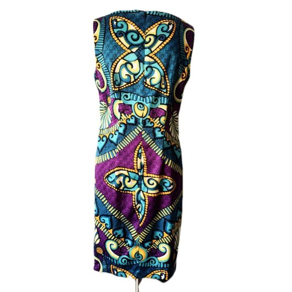 Alyx Limited Womens Geometric Multicolor Silky Sleeveless Sheath Dress Size 4 - Picture 3 of 6